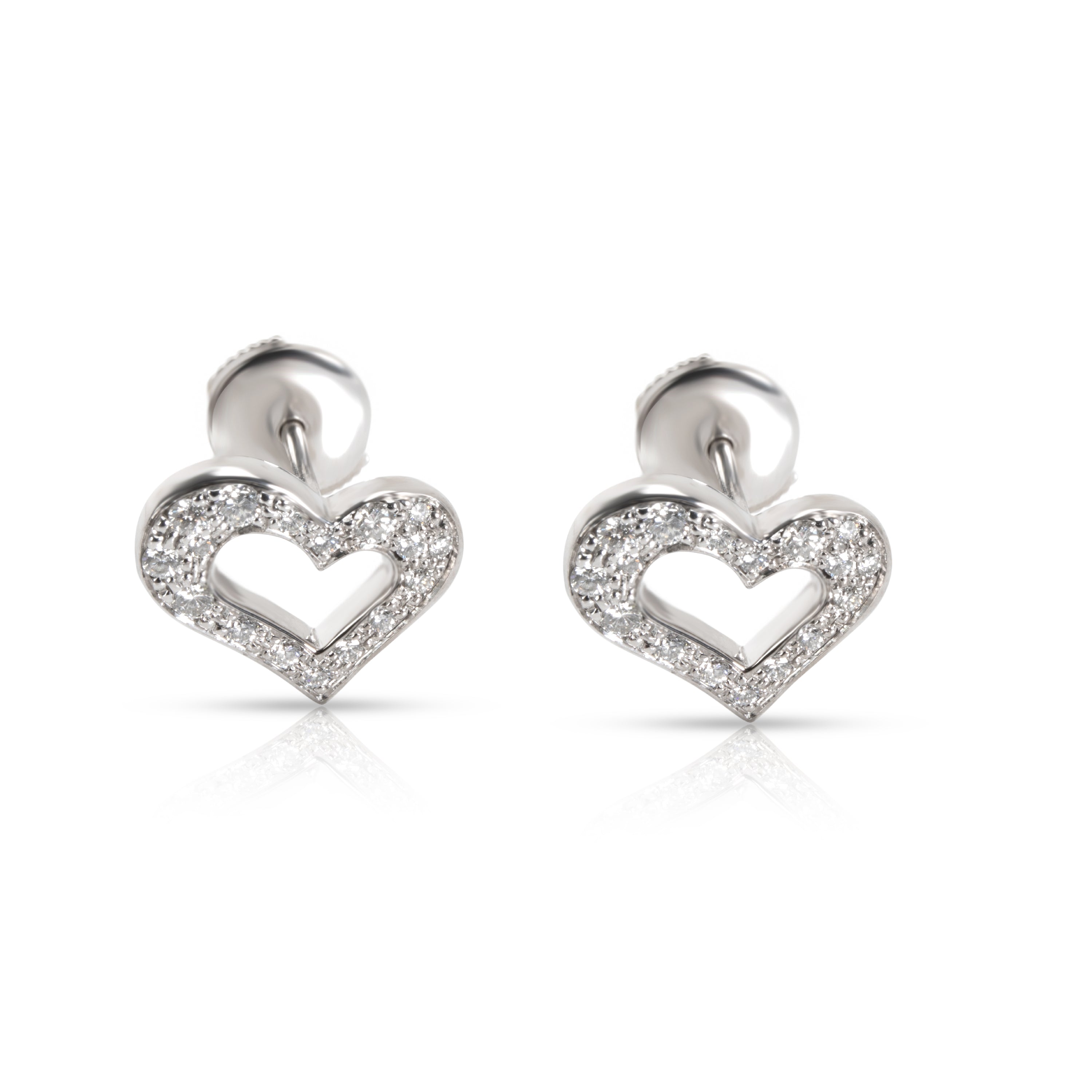 Piaget Diamond Heart Stud Earrings in 18K White Gold 0.22 CTW by