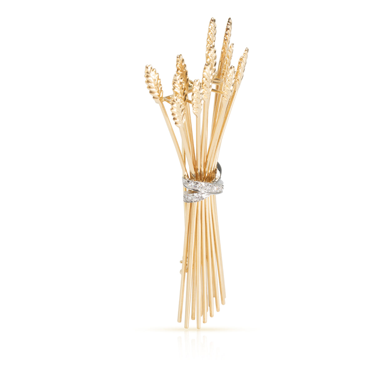 Tiffany & Co. Diamond Wheat Brooch in 18K Yellow Gold & Platinum