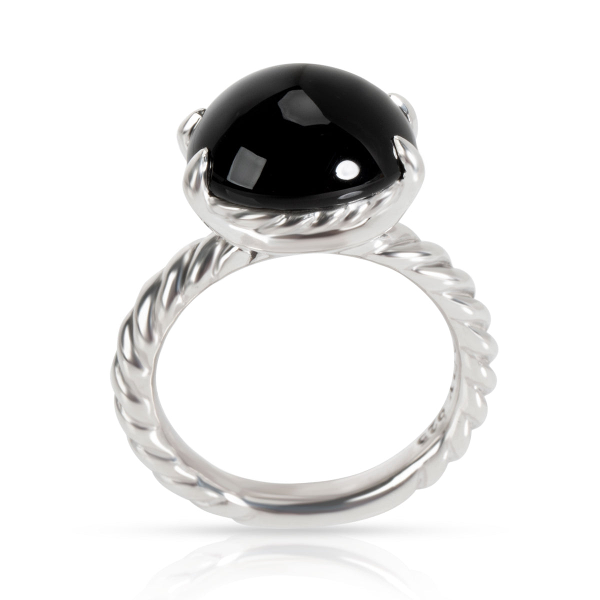 David Yurman Cabochon Onyx Cable Ring in Sterling Silver