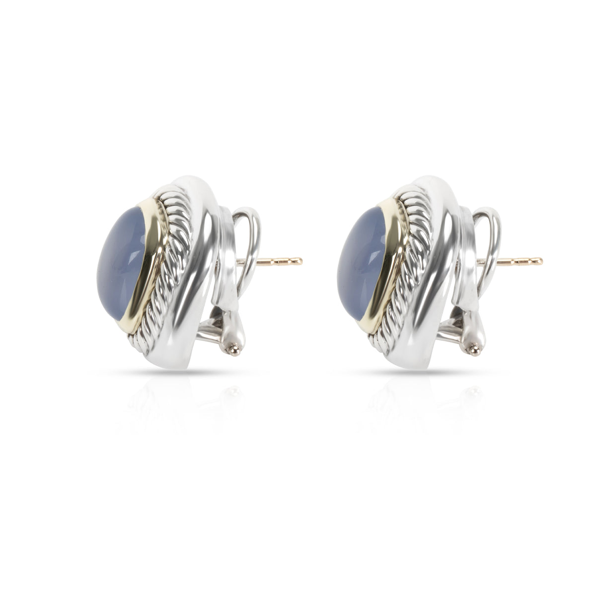 David Yurman Chalcedony Earrings in  Sterling SIlver & Gold