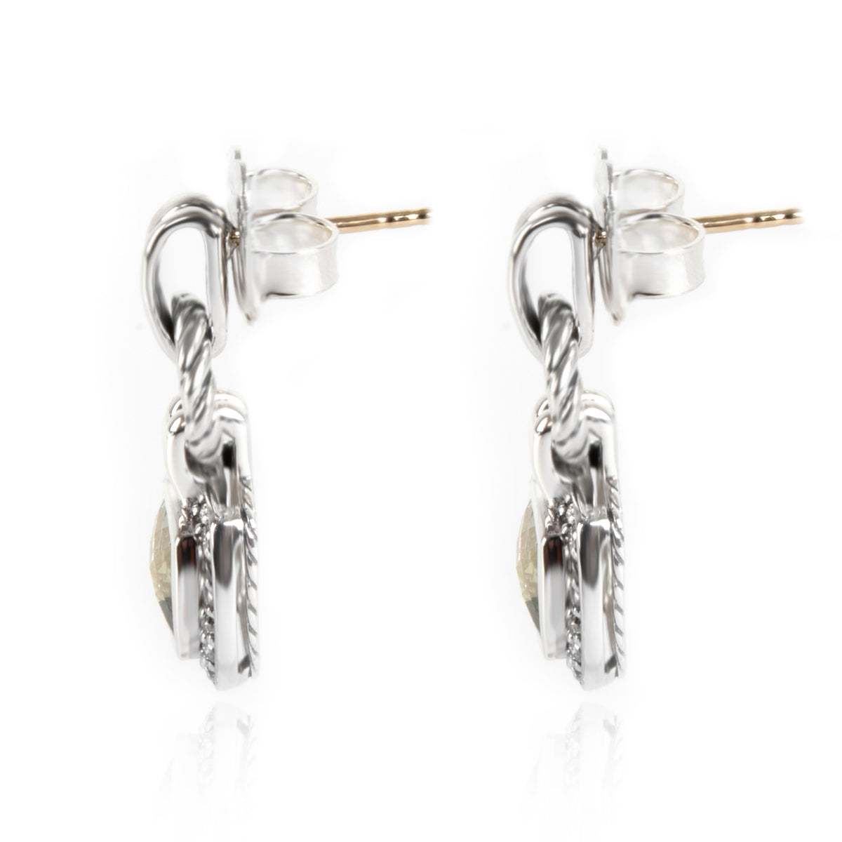 David Yurman Renaissance Prasiolite Diamond Earrings in Sterling Silver