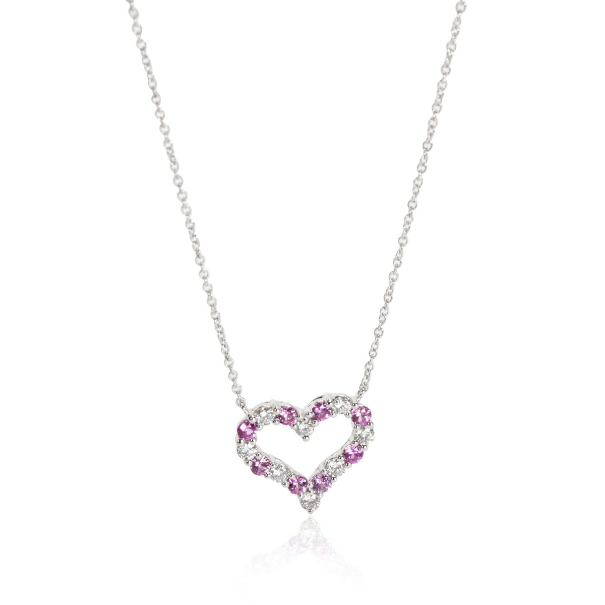 Tiffany & Co. Diamond and Pink Sapphire Heart Pendant in Platinum