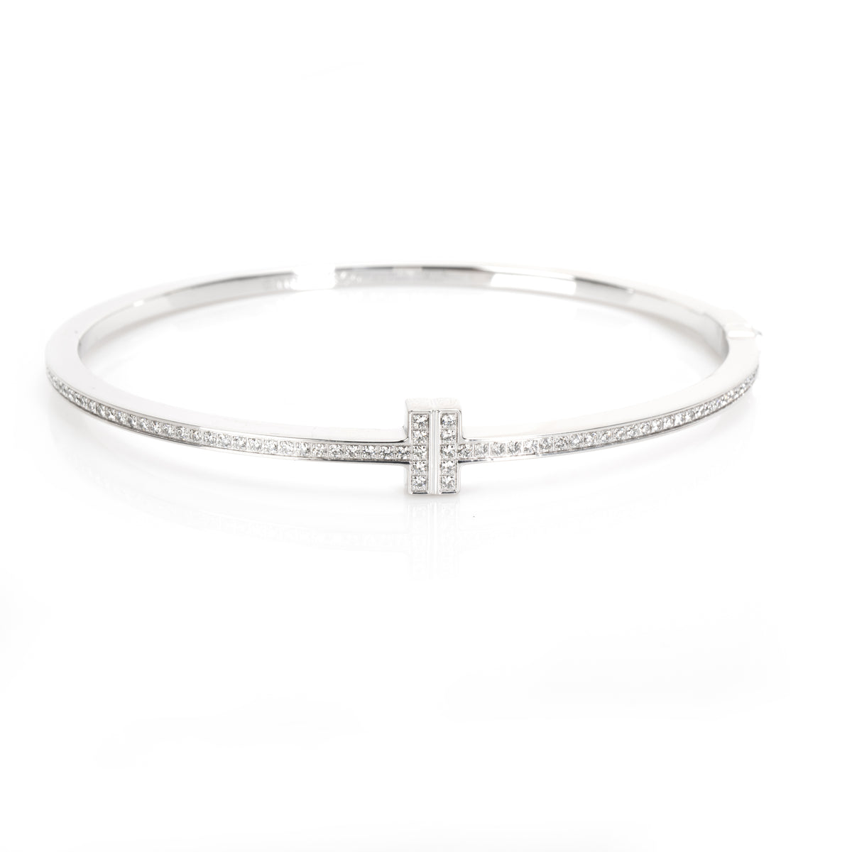 Tiffany & Co. T Two Hinged Diamond Bangle in 18K White Gold (0.33 CTW)
