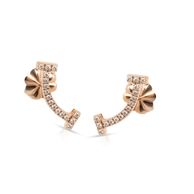 Tiffany & Co. T Smile Earrings in 18K Rose Gold 0.06 CTW