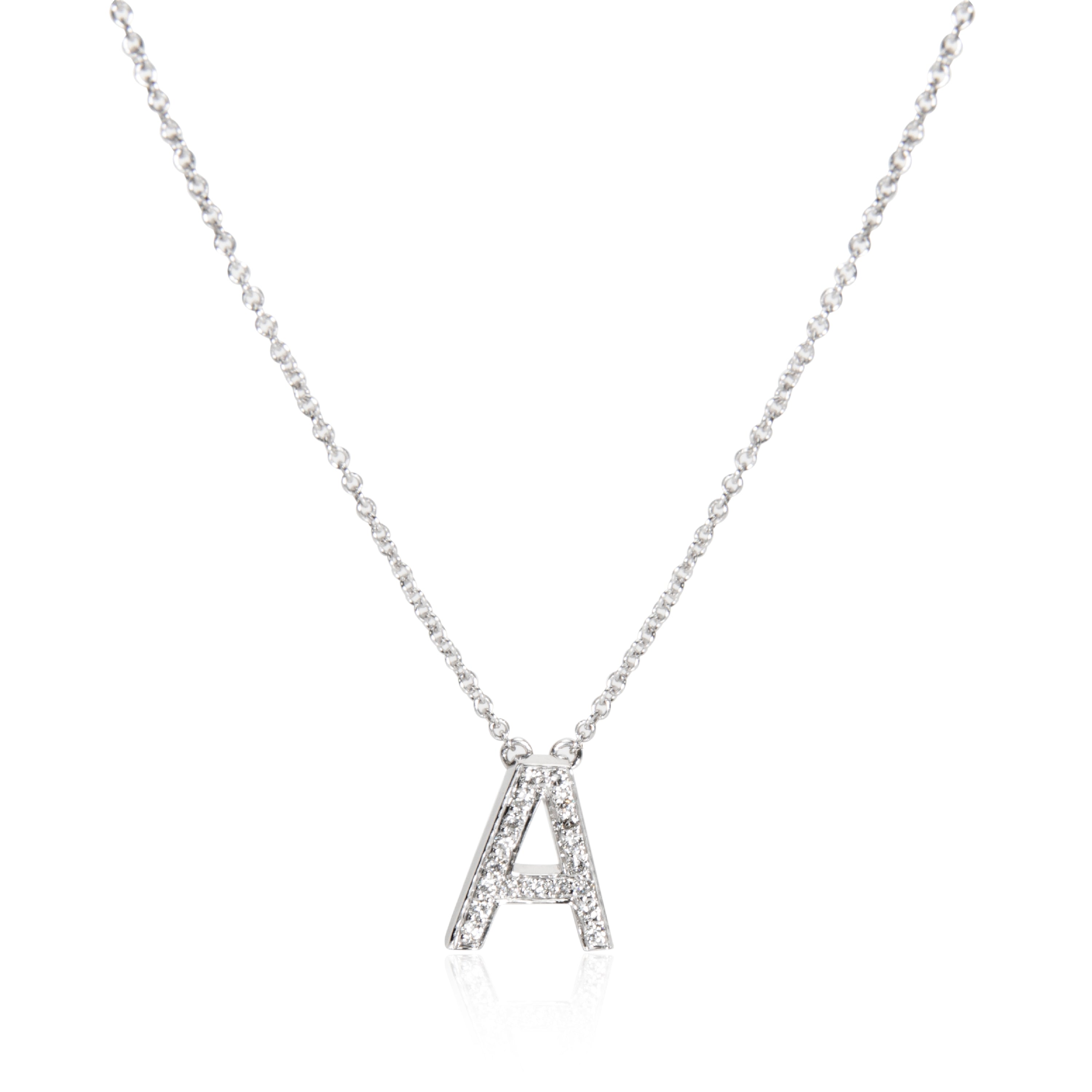 Tiffany & Co. Diamond Initial A Necklace in Platinum 0.10 CTW