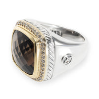 David Yurman Albion Smokey Topaz & Diamond Ring in 18K Gold & Silver 0.44CTW