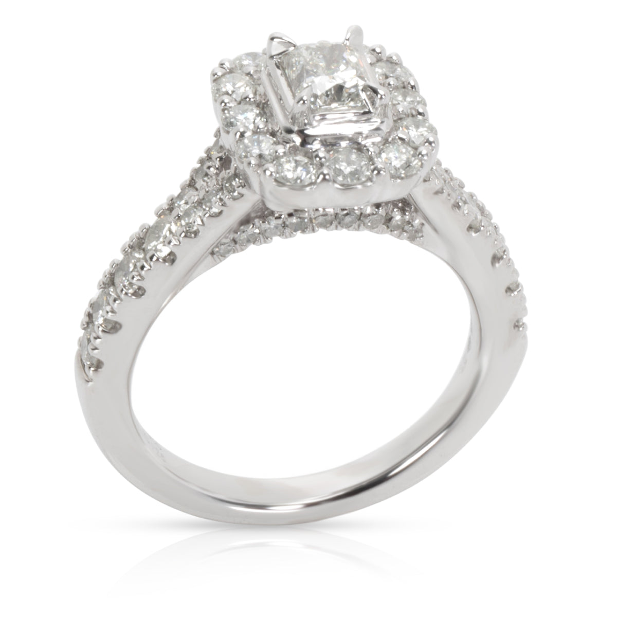 Ernest Jones Halo Radiant Diamond Engagement Ring in  Platinum 1.28 CTW