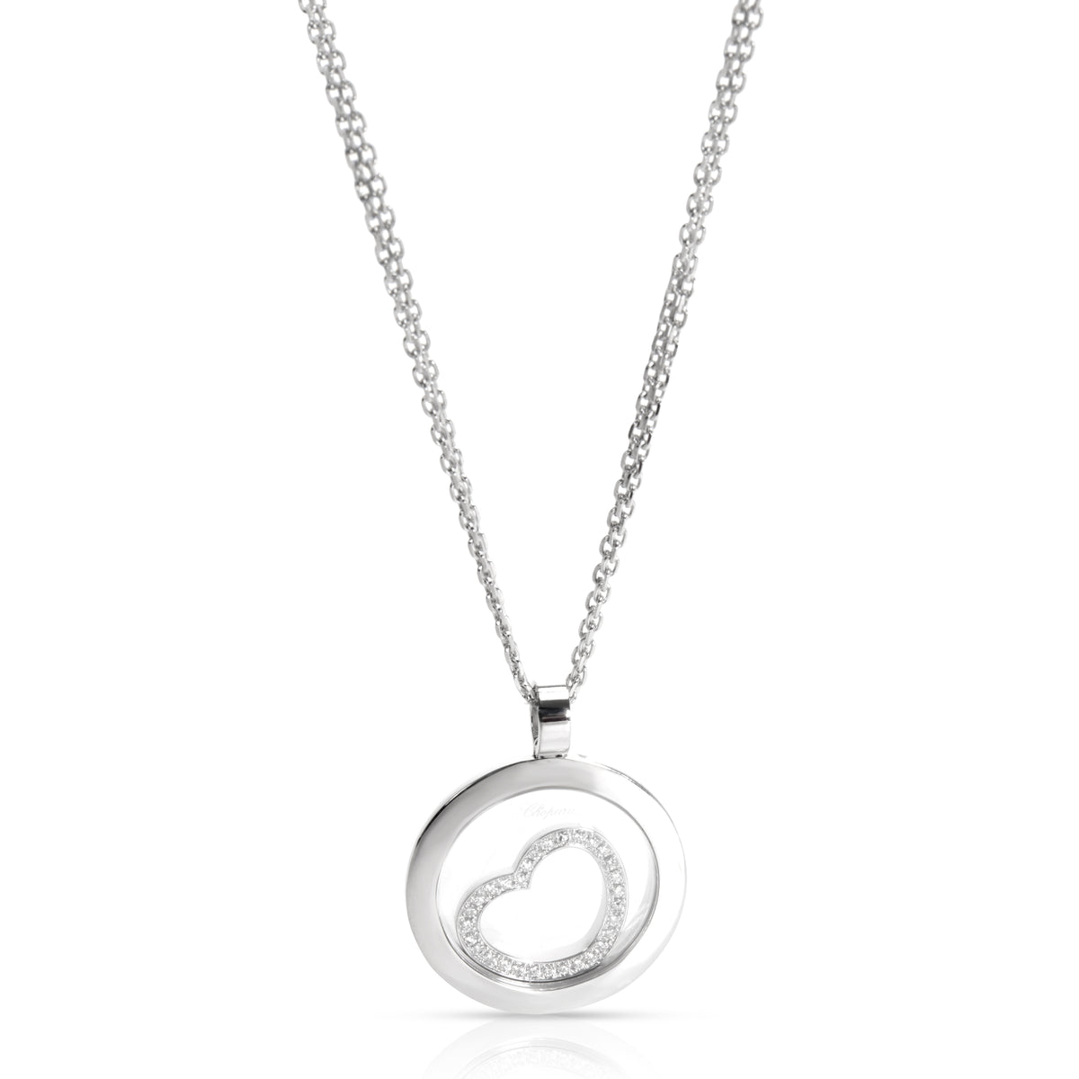 Chopard Happy Spirit Diamond Heart Necklace in 18K White Gold 0.33 CTW