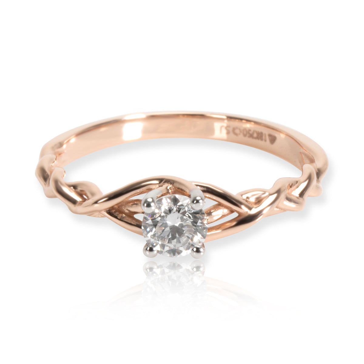 Round Cut Diamond Engagement Ring in 18K Rose Gold F-G VS 0.3 CTW