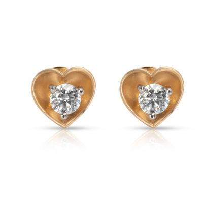 Heart Profile Diamond Stud Earrings in 18K Yellow Gold 0.6 CTW