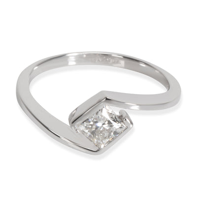 Princess Cut Bypass Diamond Ring in 18K White Gold H-I VS1 0.52 CT