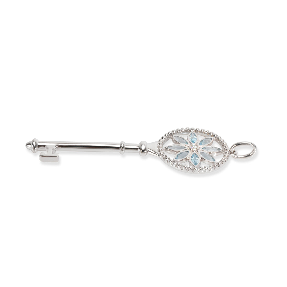 Tiffany & Co. Daisy Key Pendant with Aquamarine in 18K White Gold