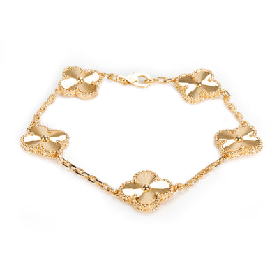 Van Cleef & Arpels Alhambra 5 Motifs Guilloche Bracelet in 18KT Yellow Gold