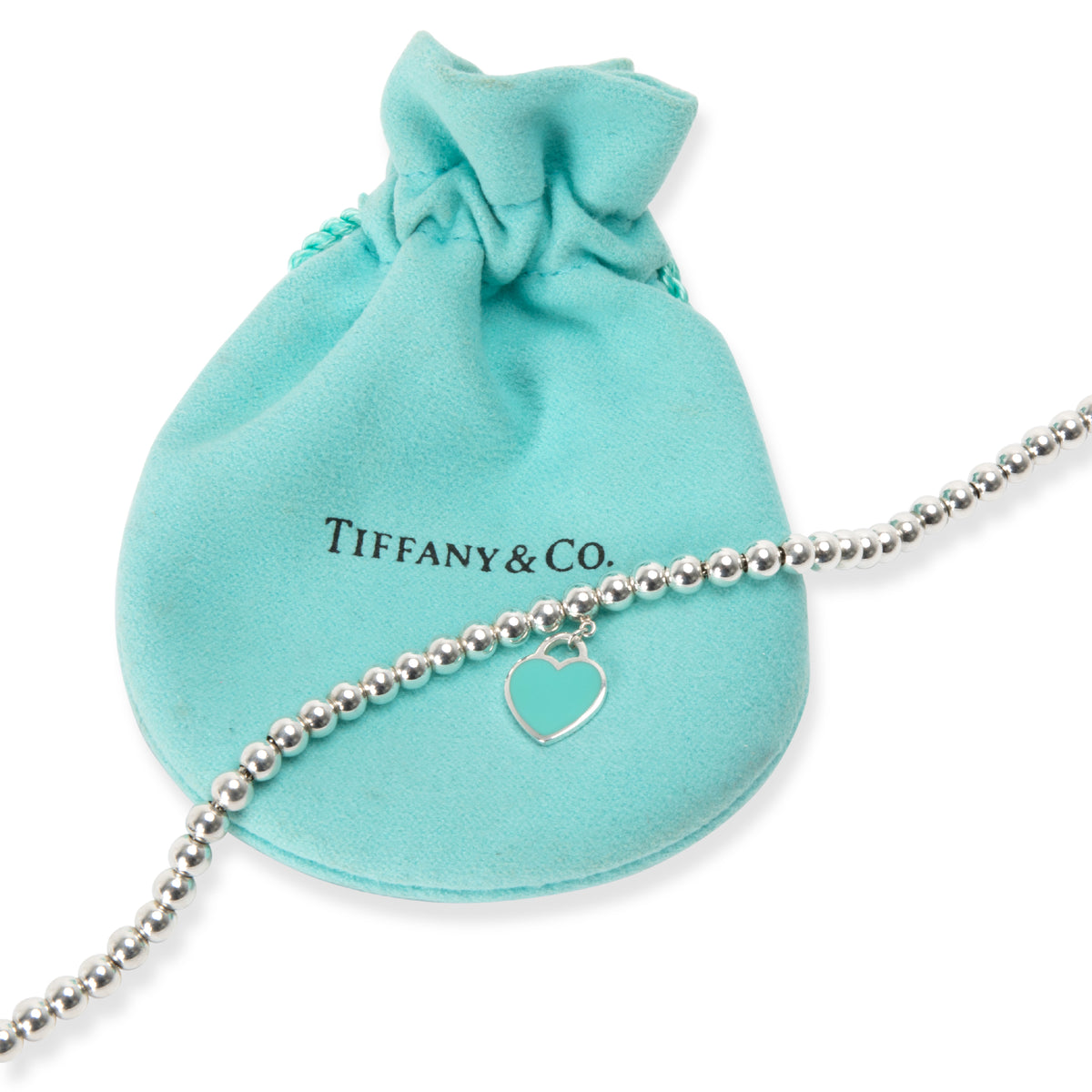 Tiffany Mini Heart Tag Bead Bracelet in Sterling Silver