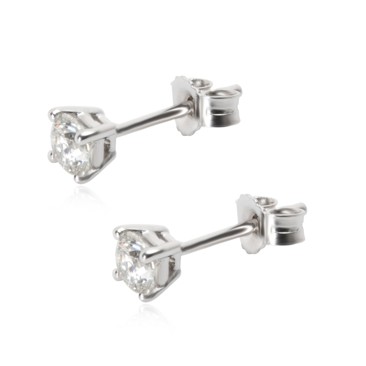 Round Cut Diamond Stud Earrings in 18K White Gold 0.50 CTW