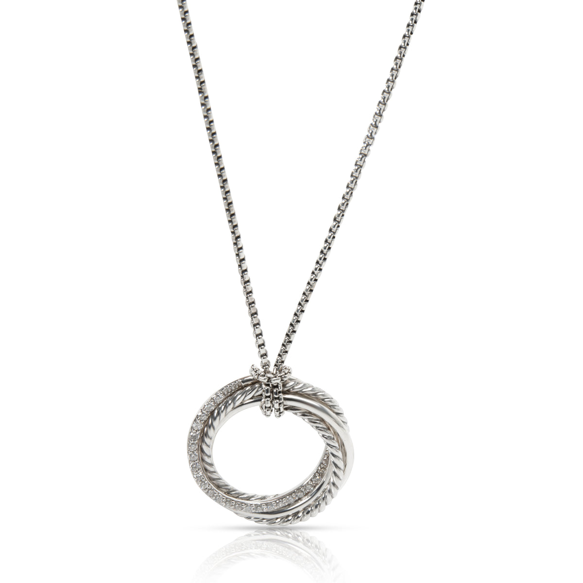 David Yurman Crossover Diamond Necklace in  Sterling Silver 0.63 CTW