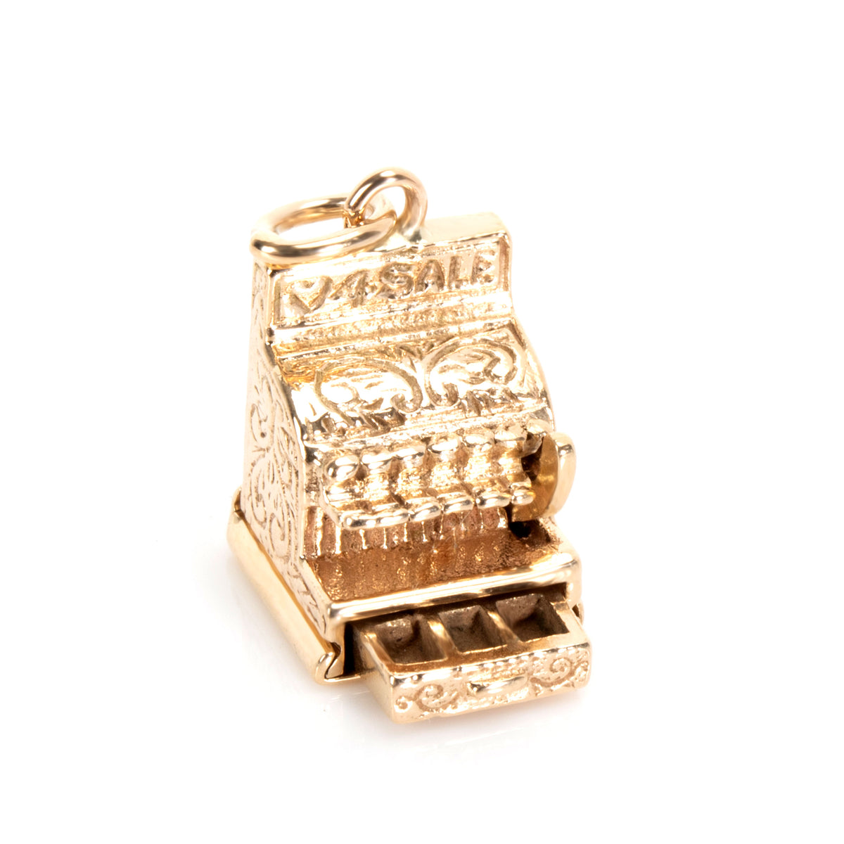 Vintage Cash Register Charm in 14K Yellow Gold