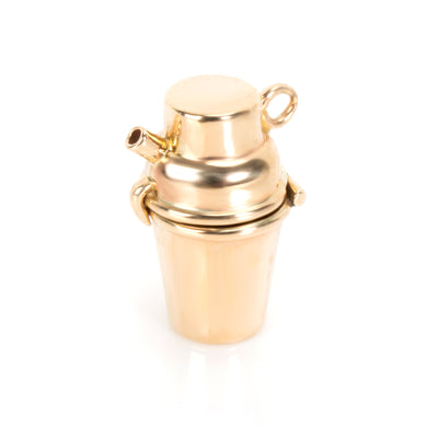 Vintage Spouted Flask Bracelet Charm in 14K Yellow Gold