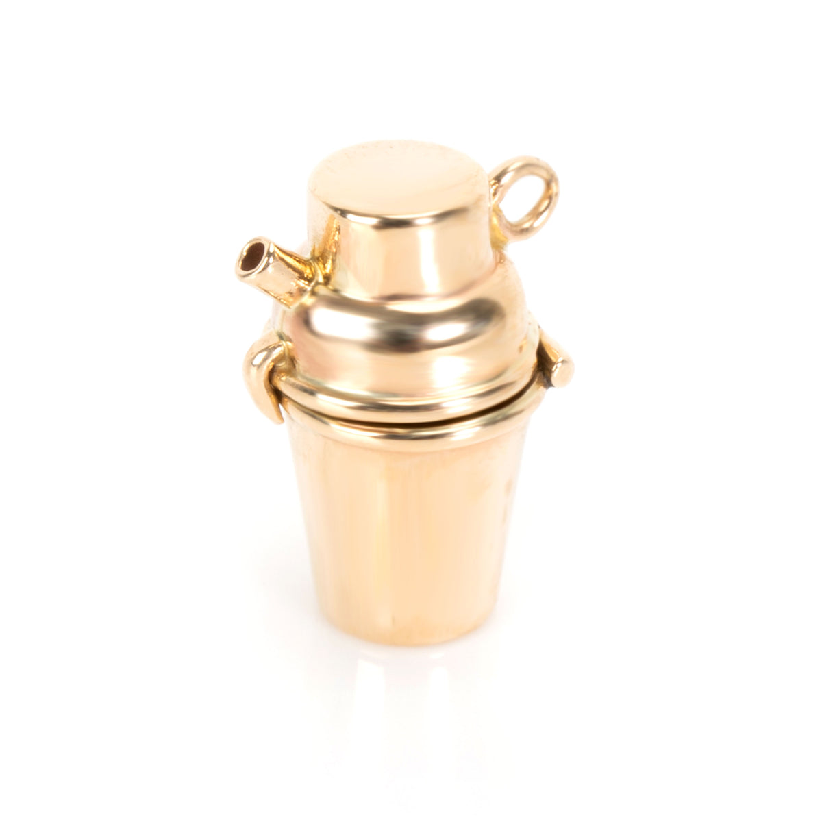 Vintage Spouted Flask Bracelet Charm in 14K Yellow Gold