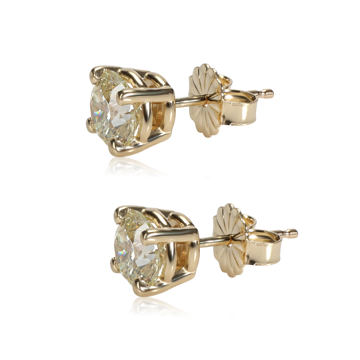 GIA Certified Diamond Stud Earring in 14K Yellow Gold L-M VS1 1.62 CTW