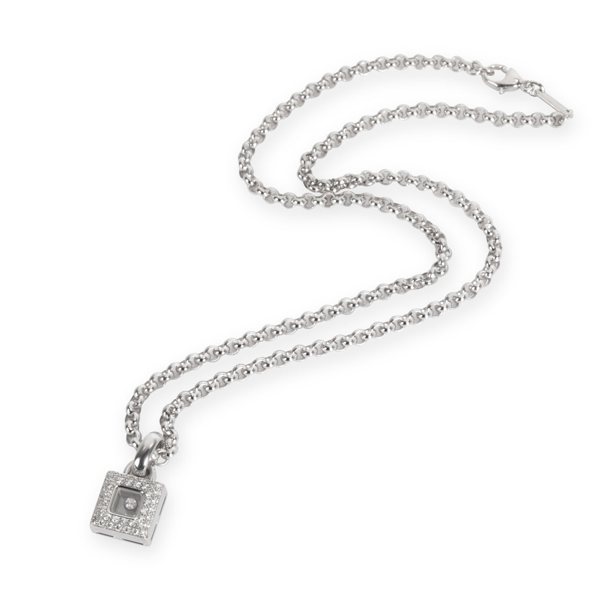 Chopard Happy Diamonds Square Necklace in 18K White Gold CTW