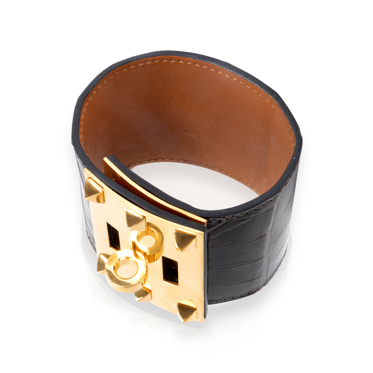 Hermès Kelly Alligator Extreme Bracelet in Gold Plated Hardware