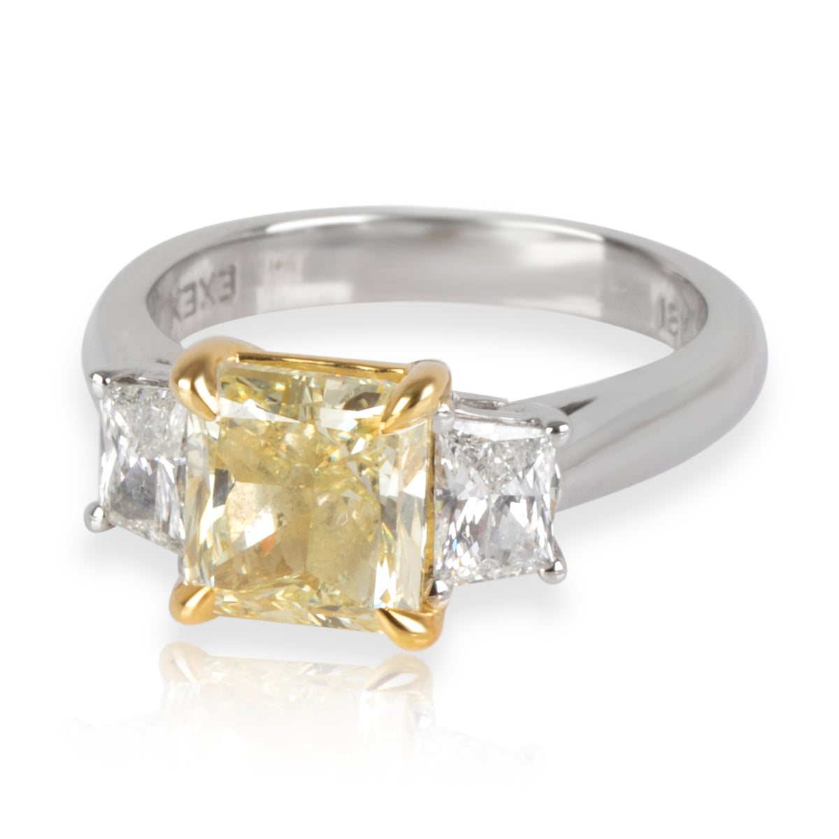 Fancy Yellow Diamond Engagement Ring in Platinum GIA Certified VS2 2.13 CTW