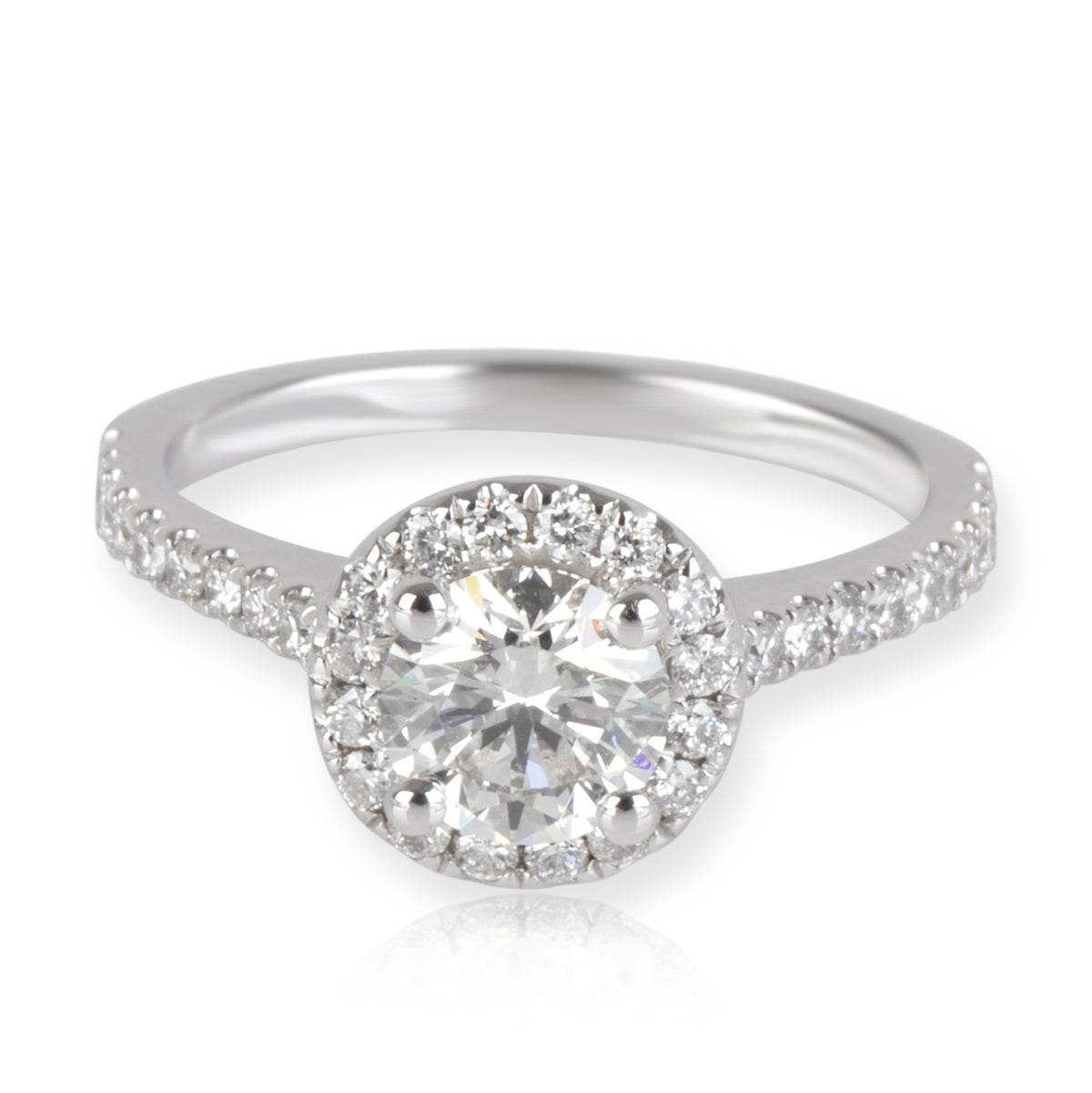 Halo Diamond Engagement Ring in  Platinum GIA H VVS1 1.17 CTW