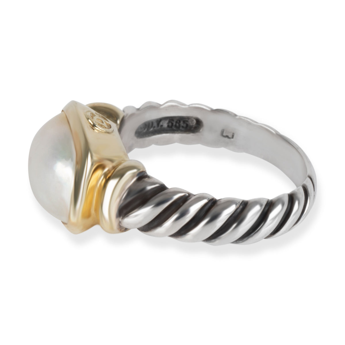 David Yurman Noblesse Pearl Ring in 14K Yellow Gold/Sterling Silver