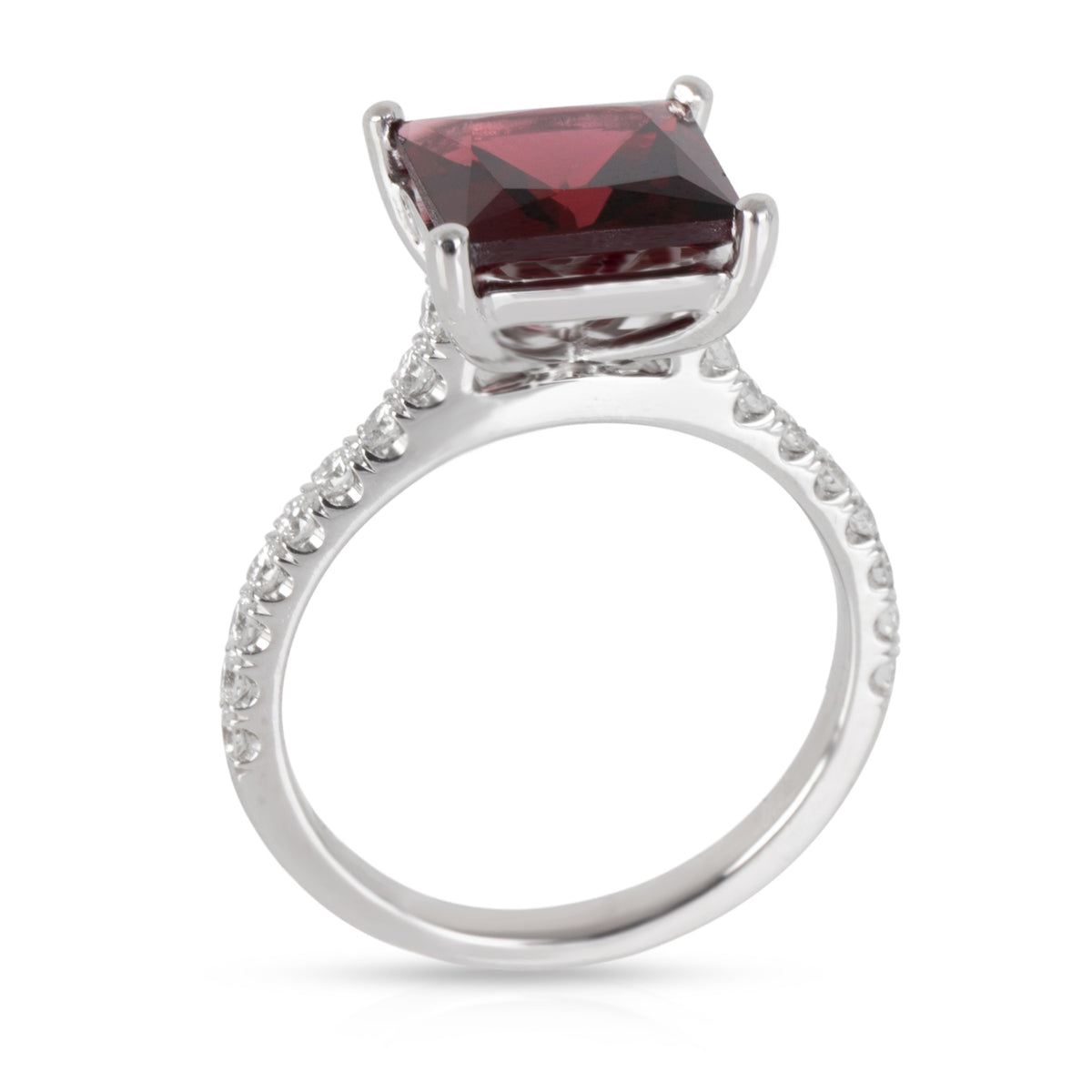 Garnet &  Diamond Engagement Ring in Platinum 0.5 CTW
