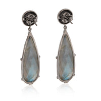 Sheryl Lowe Spike Earrings with Labradorite & Diamond in Sterling Silver 0.5 CTW