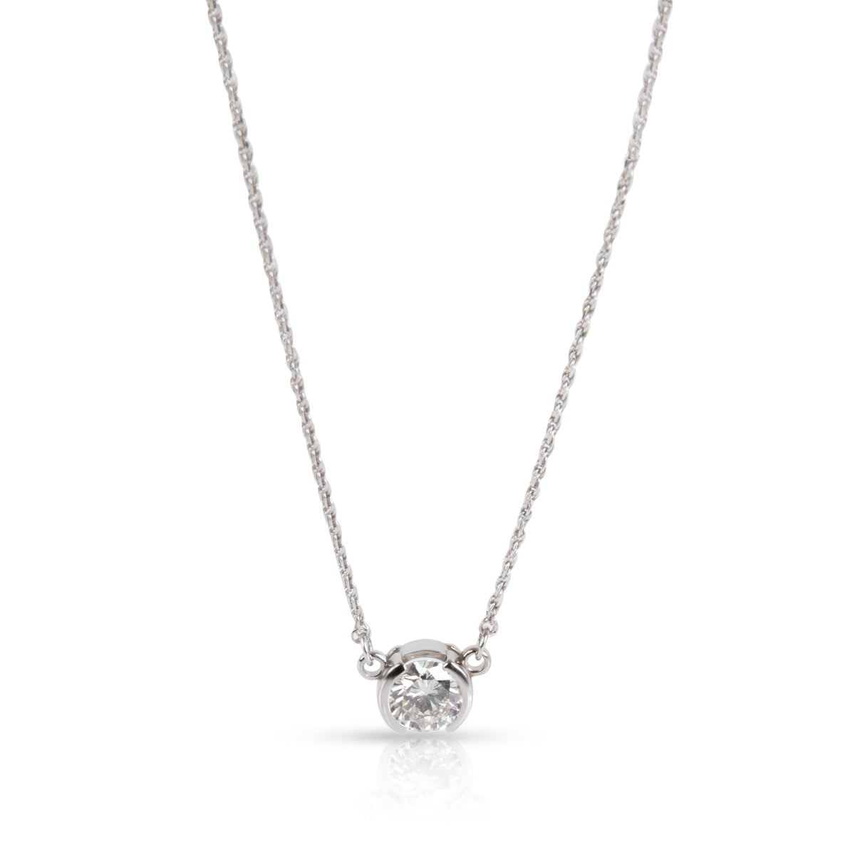 Bezel Set Solitaire Diamond Necklace in 14K White Gold EGL USA G SI2 1.01 CTW