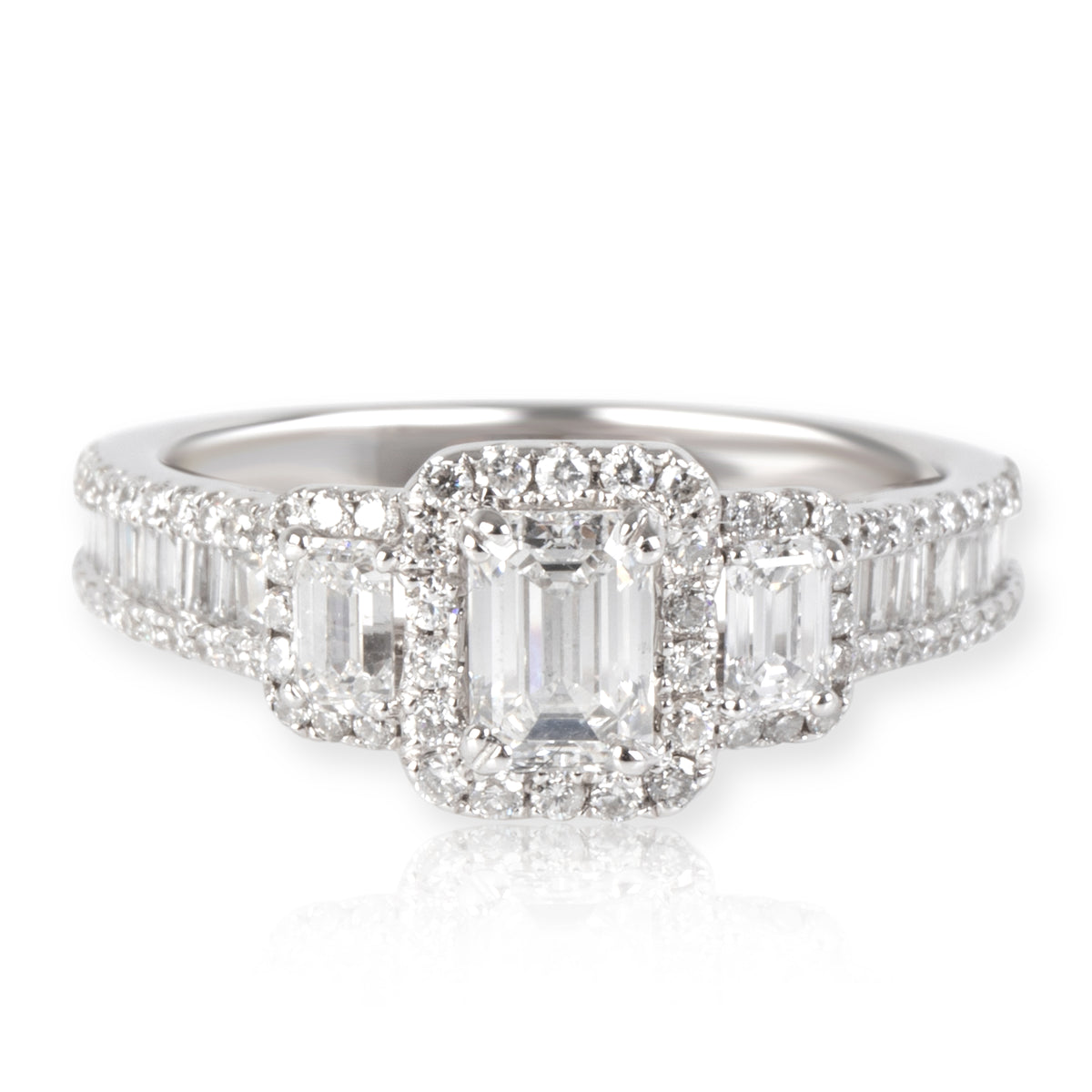 Helzberg Stone Emerald Diamond Engagement Ring in 14K White Gold