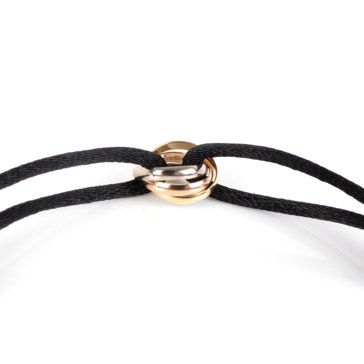Cartier Trinity On Cord Bracelet Silk Cord with 18K Tricolor Gold Black  6358220