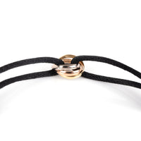 Cartier Trinity Bracelet On A Pink Cord in 18k 3 Tone Gold