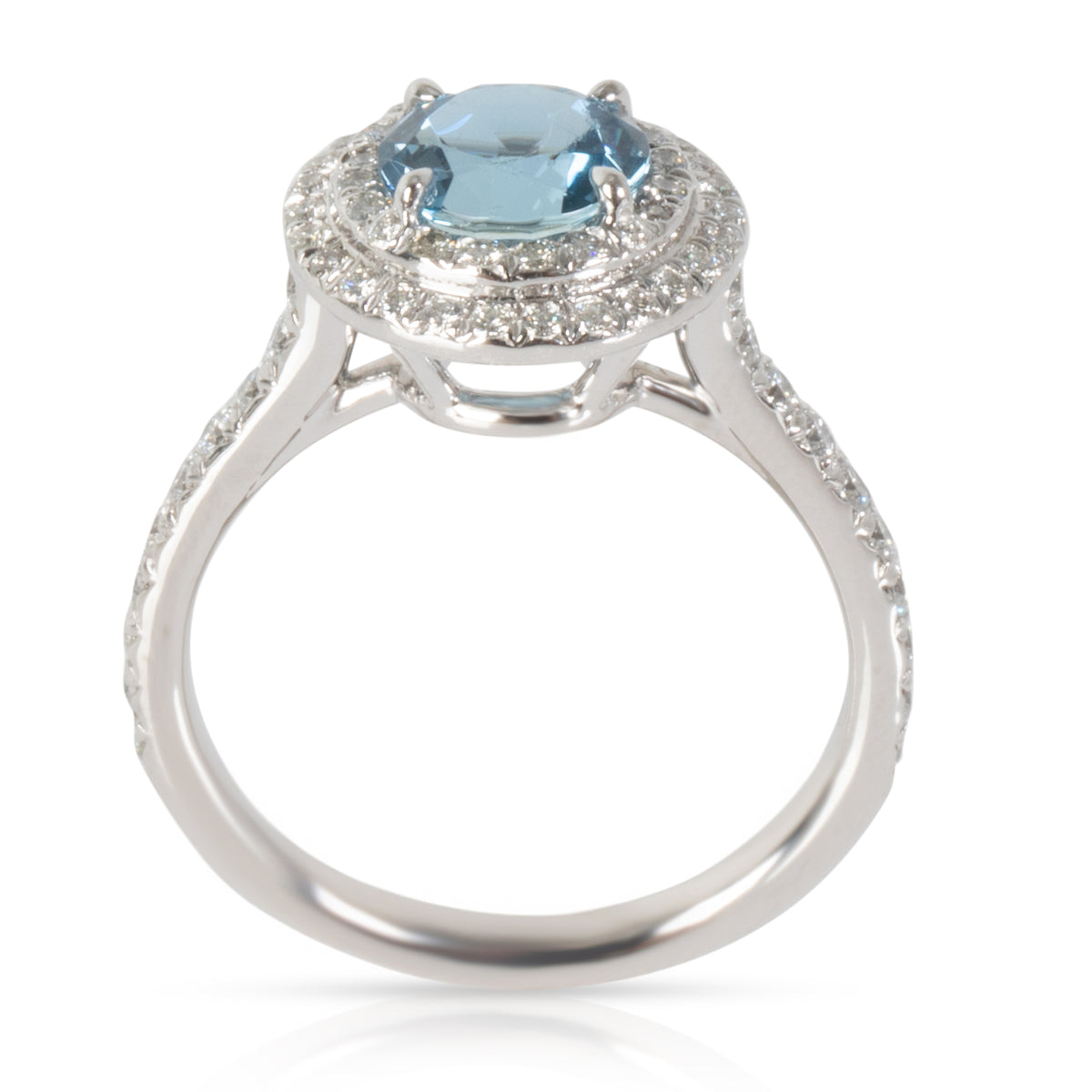 Tiffany & Co. Soleste Aquamarine Diamond Ring in 950 Platinum 0.46 CTW