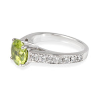 Peridot & Diamond Gemstone Ring in  Platinum Green 0.7 CTW