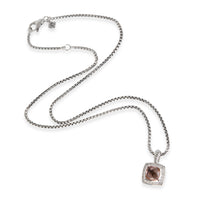 David Yurman Albion Morganite Diamond Necklace in  Sterling Silver 0.17 CTW