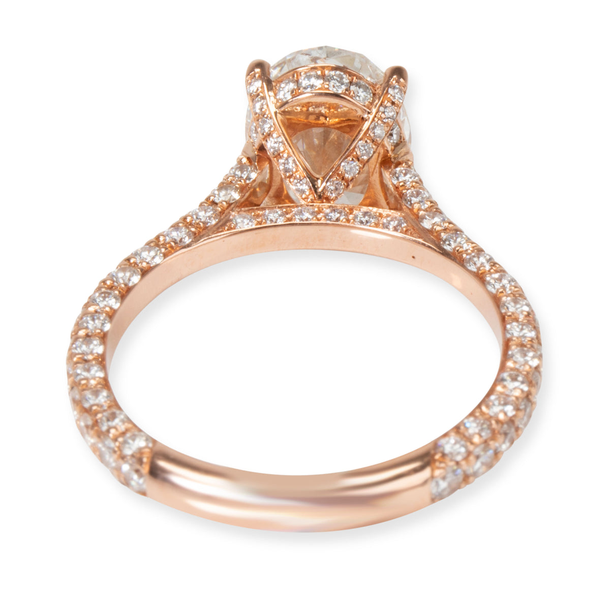 IGI Certified Halo Diamond Engagement Ring in 18K Rose Gold G SI1 2.76 CTW