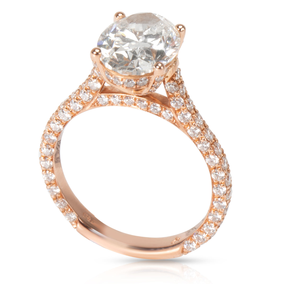 IGI Certified Halo Diamond Engagement Ring in 18K Rose Gold G SI1 2.76 CTW