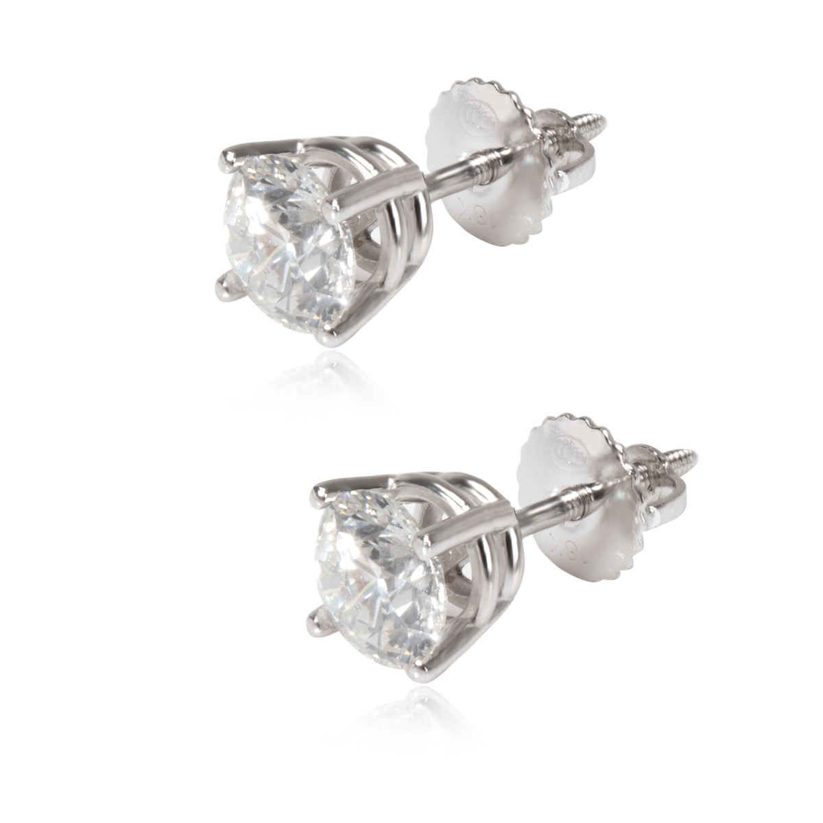 Diamond Stud Earrings in 18K White Gold (1.25 ctw I-J/I1-I2 )