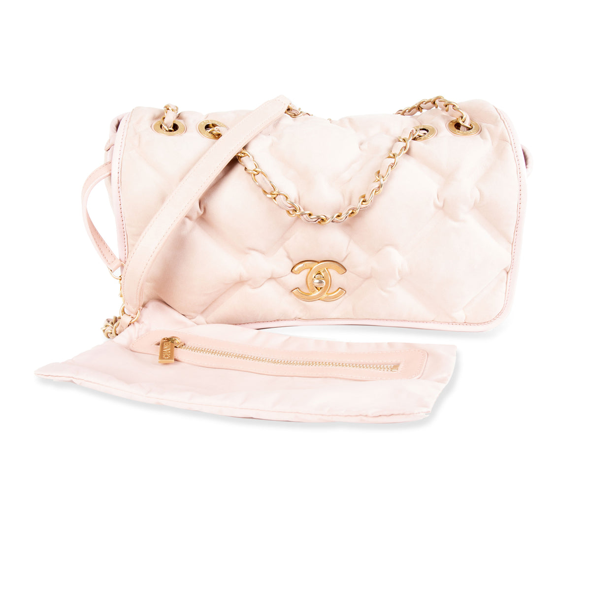 Chanel Pink Quilted Chesterfield Drawstring Bag at 1stDibs