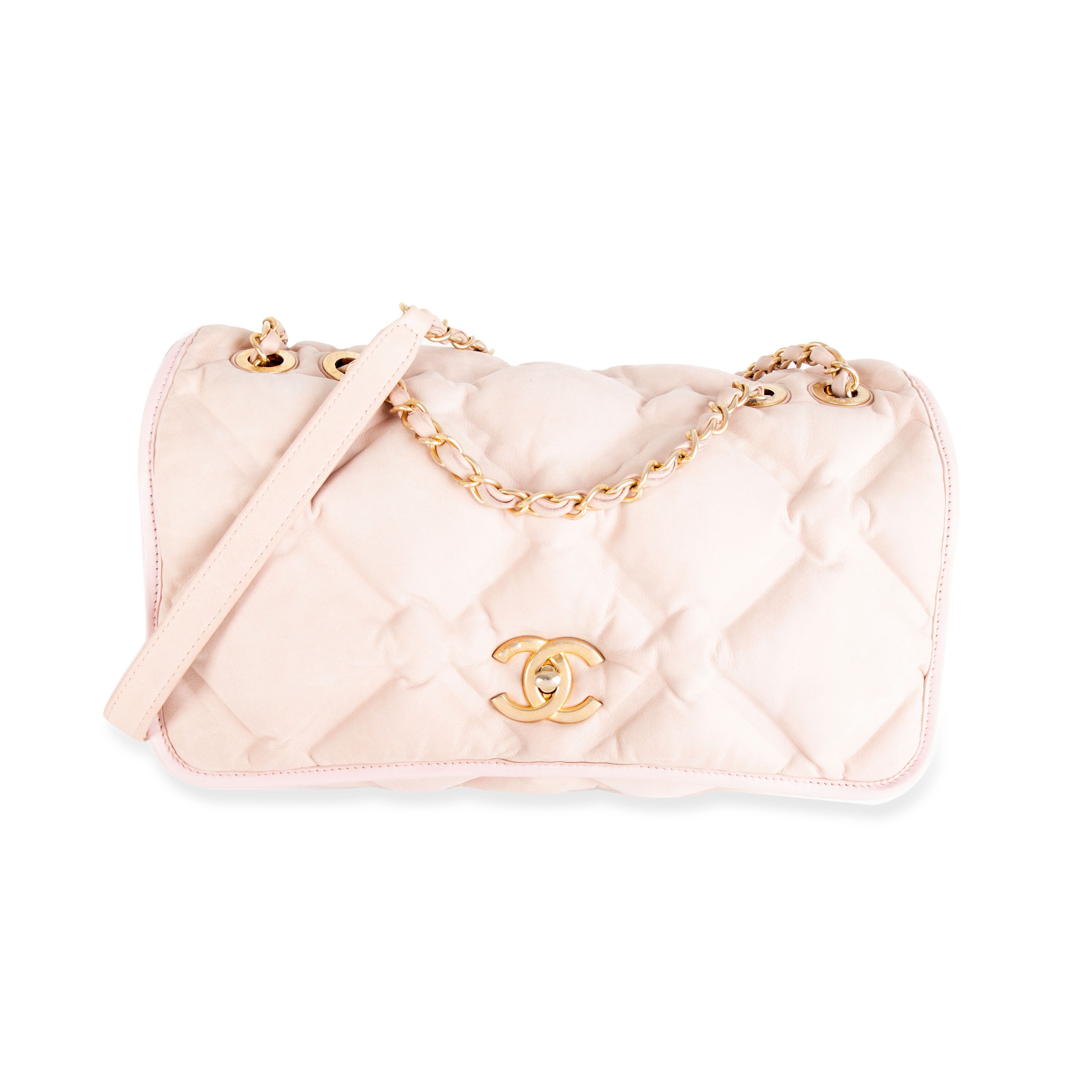 Chanel Pink Quilted Patent Leather Classic Medium Double Flap Bag - Yoogi's  Closet