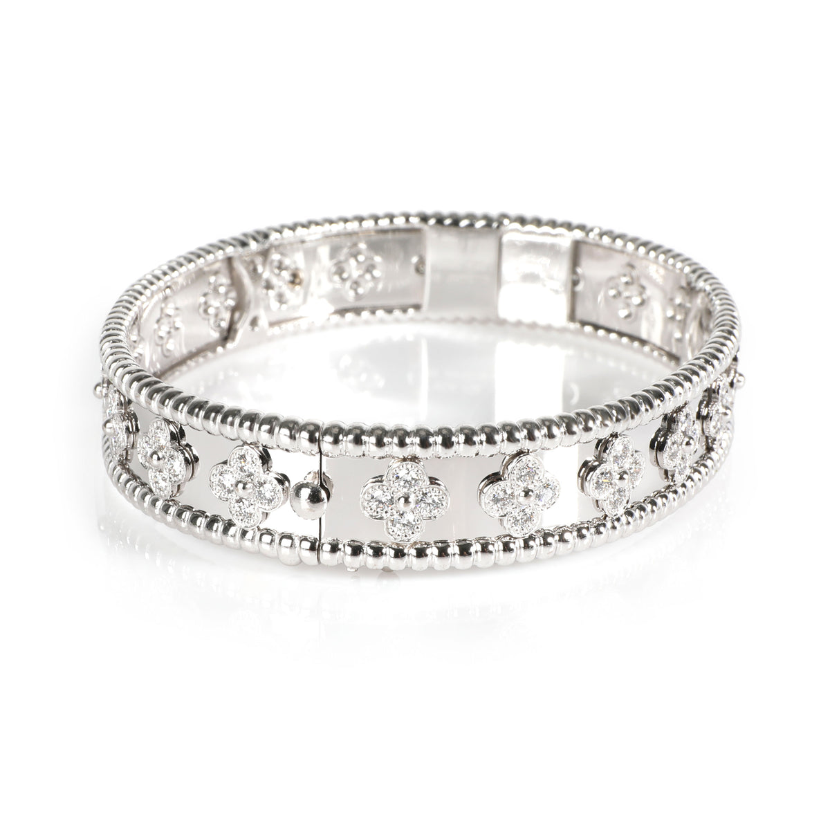 Van Cleef & Arpels Perlee Diamond Bracelet in 18K White Gold 1.78 CTW