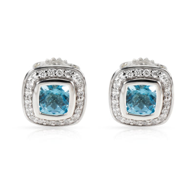 David Yurman Albion Blue Topaz Diamond Stud Earrings in Sterling Silver