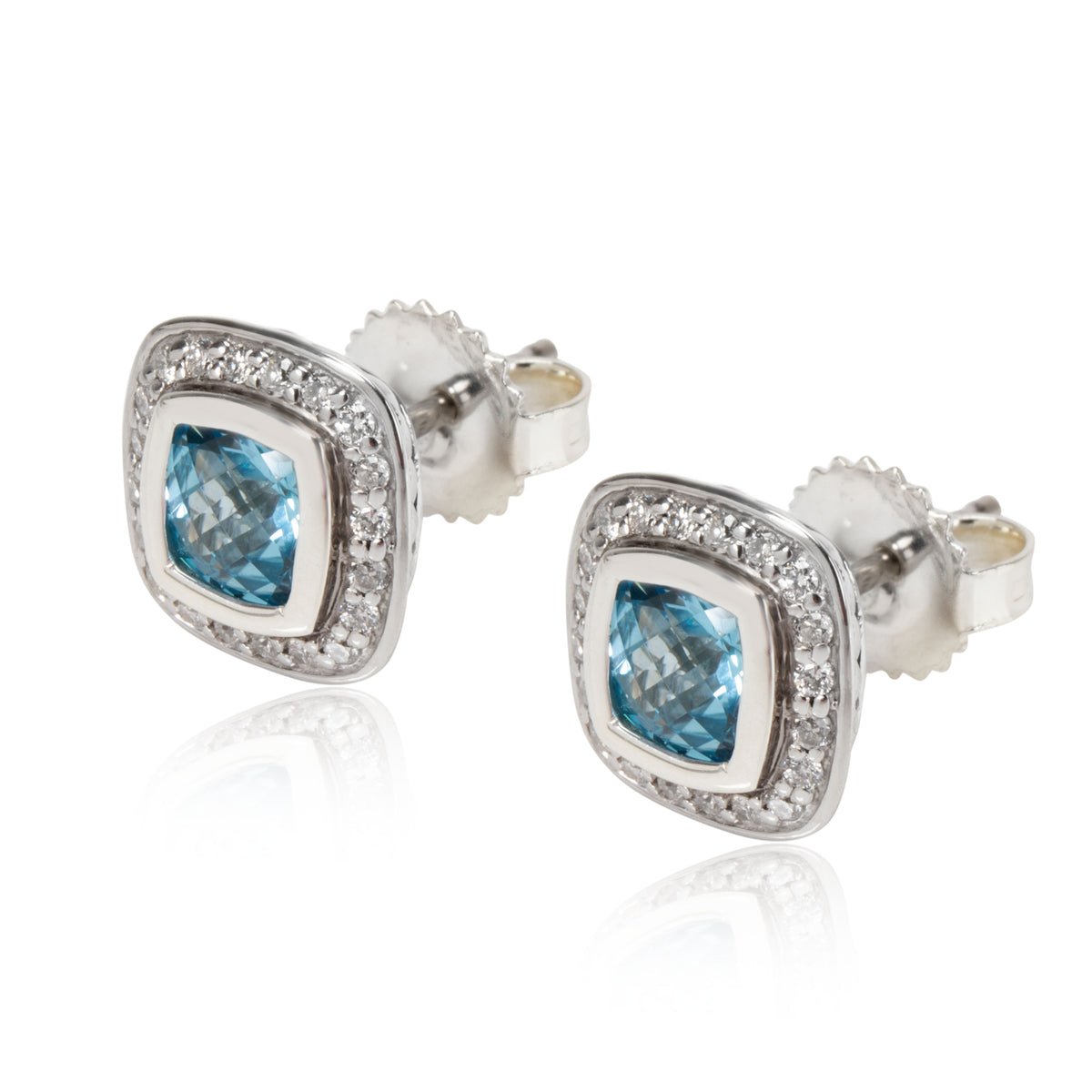 David Yurman Albion Blue Topaz Diamond Stud Earrings in Sterling Silver