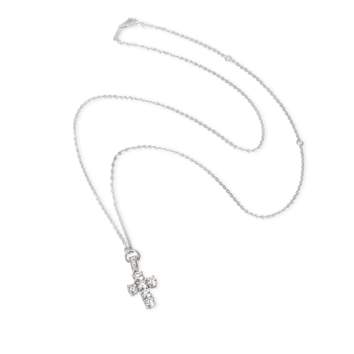 Diamond Cross Necklace in  Platinum 1.12 CTW