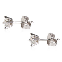 GIA Certified Princess Cut Diamond Stud Earrings in 14K White Gold D-F/I2 0.52CT