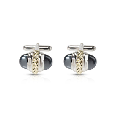 David Yurman Cable Cufflinks in 14K Yellow Gold/Sterling Silver