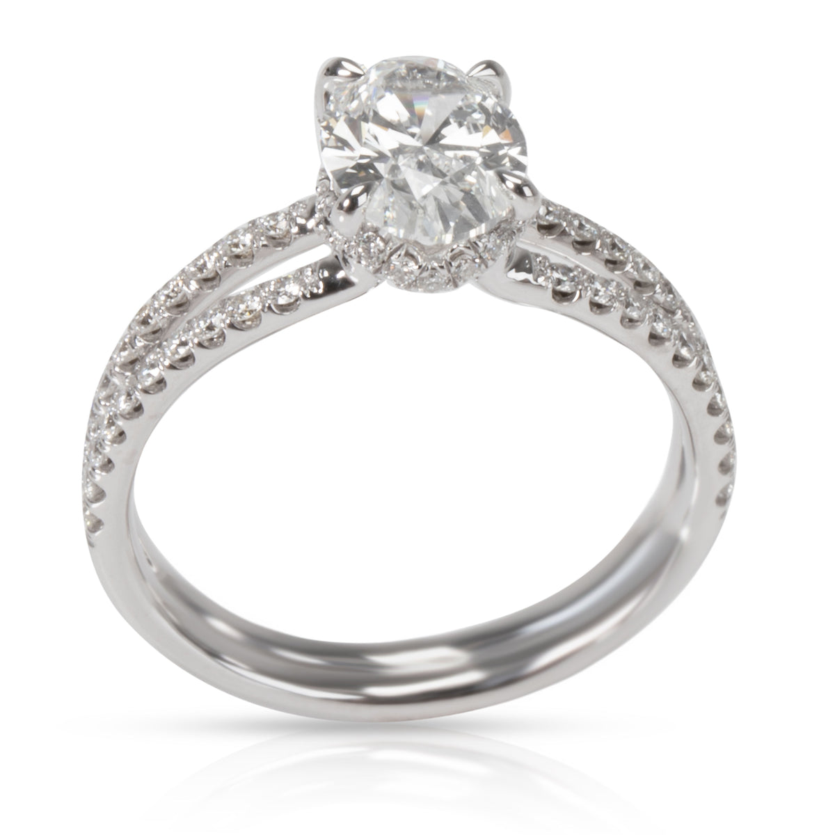 James Allen Oval Diamond Engagement Ring in 14K White Gold GIA H IF 1.34 CTW